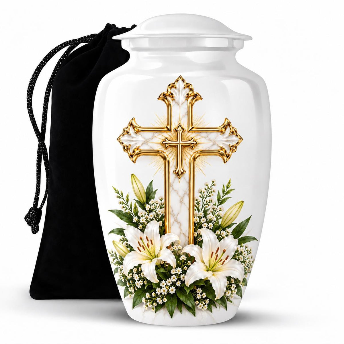 Personalized Cross Memorial Urn - Christian Cremation Urn