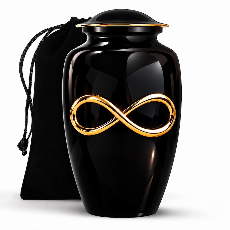 Personalized Black Cremation Urn For Human Ashes - Forever Cremation Urn For Loved ones, Memorial Keepsake
