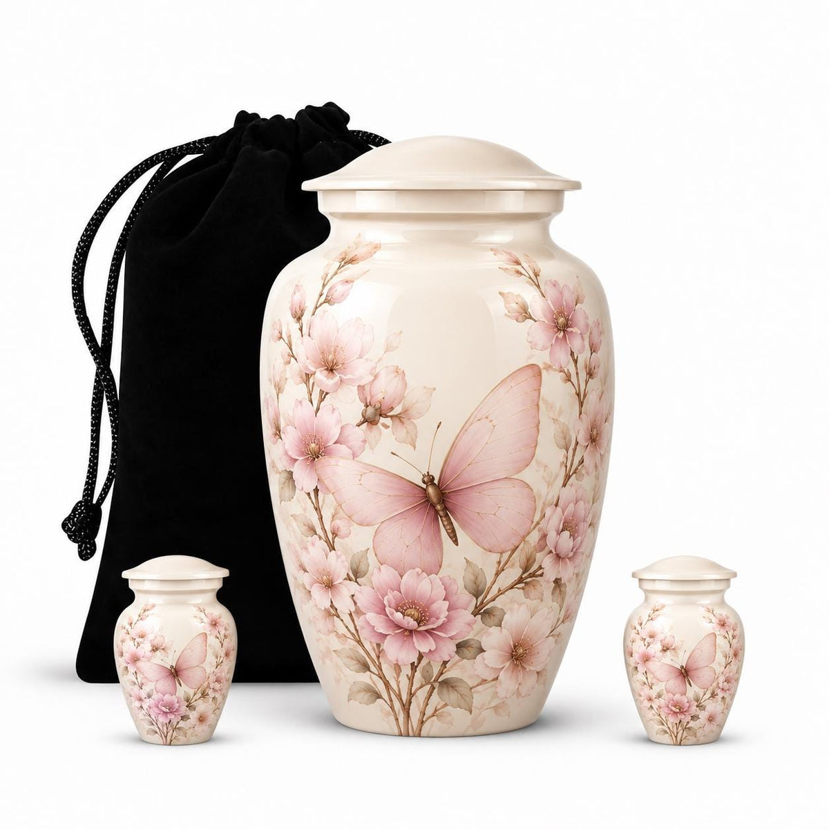 Personalized Butterfly Memorial Urn For Mom - Pink Floral Urn