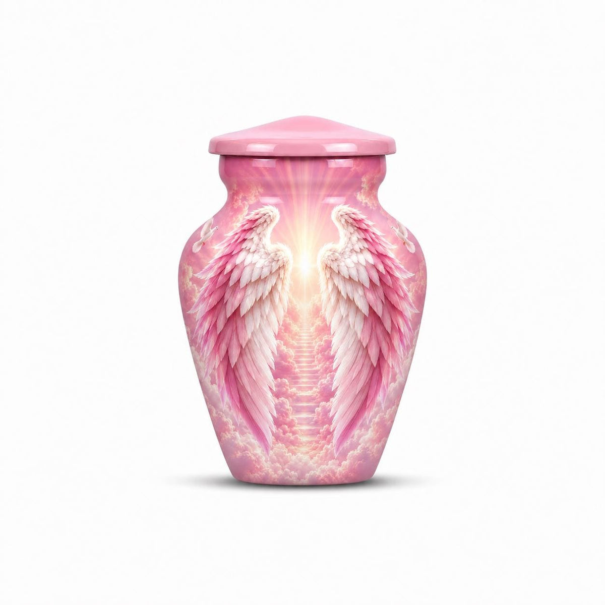 Personalized Pink Angel Wings Urn For Mom - Heaven Urn