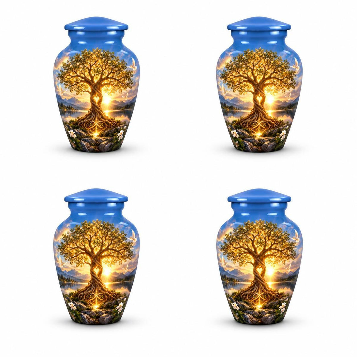 Personalized Tree of Life Cremation Urn - Sunset Memorial