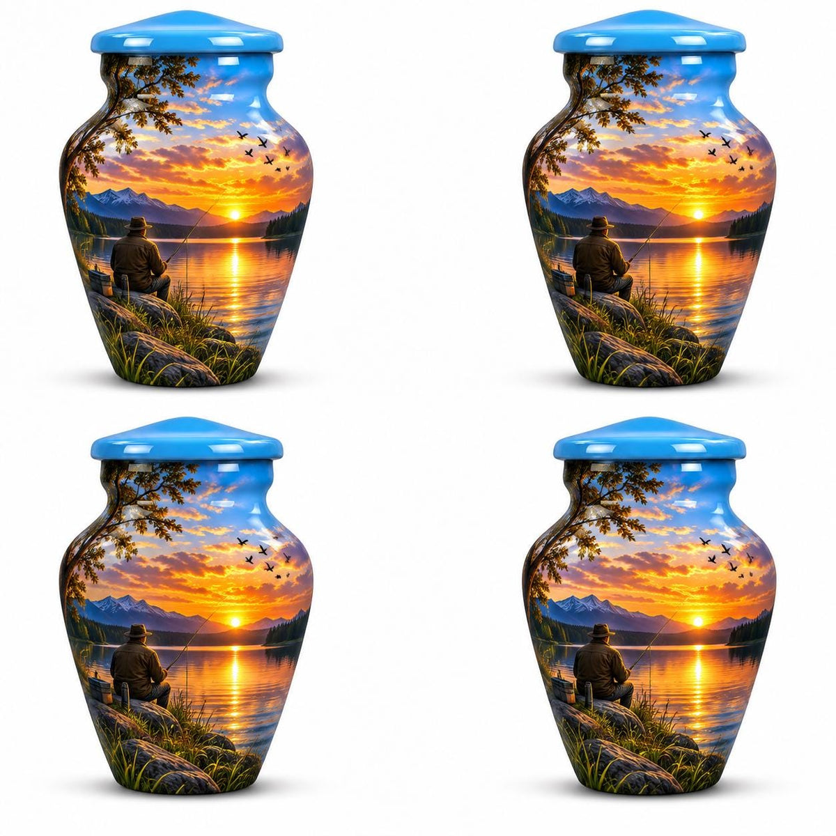 Personalized Fishing Memorial Urn For Dad - Sunset Urn