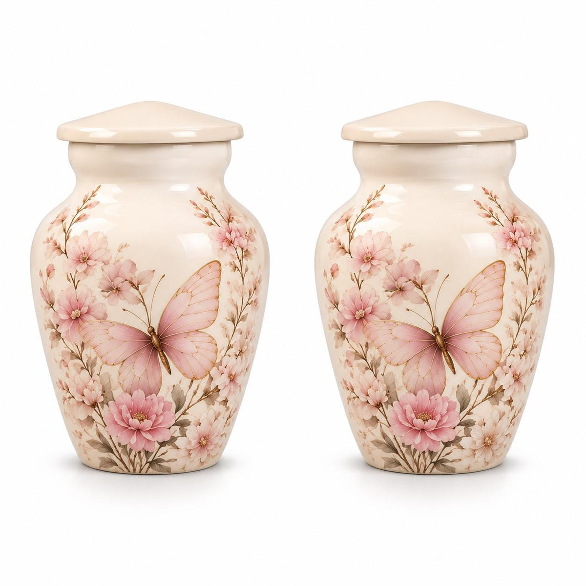 Personalized Butterfly Memorial Urn For Mom - Pink Floral Urn