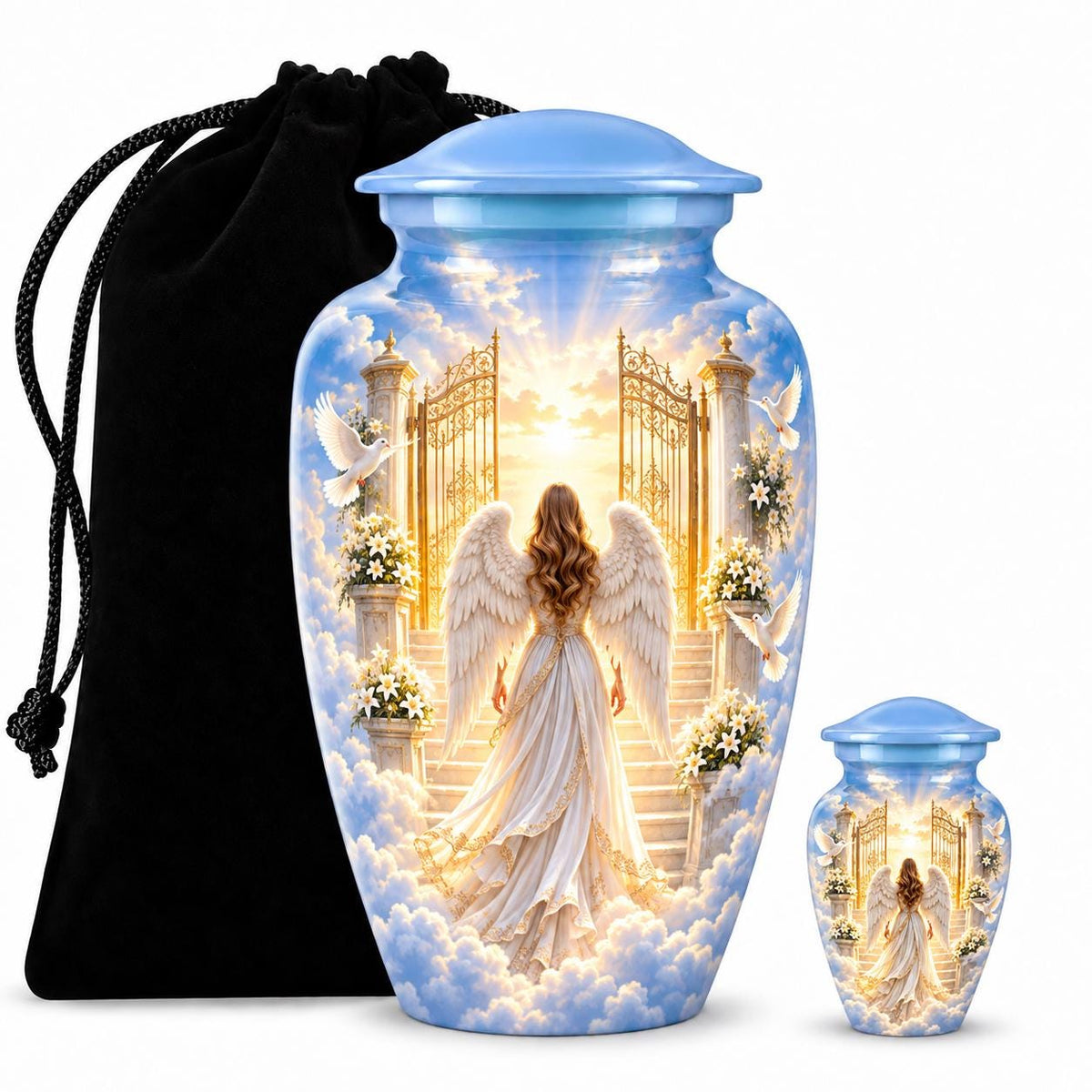 Personalized Heaven Angel Wings Urn For Mom - Cremation Urn