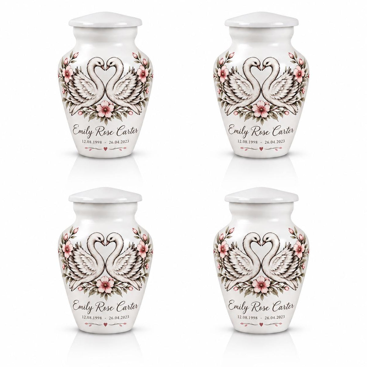 Personalized Swan Cremation Urn - Couple Memorial Urn