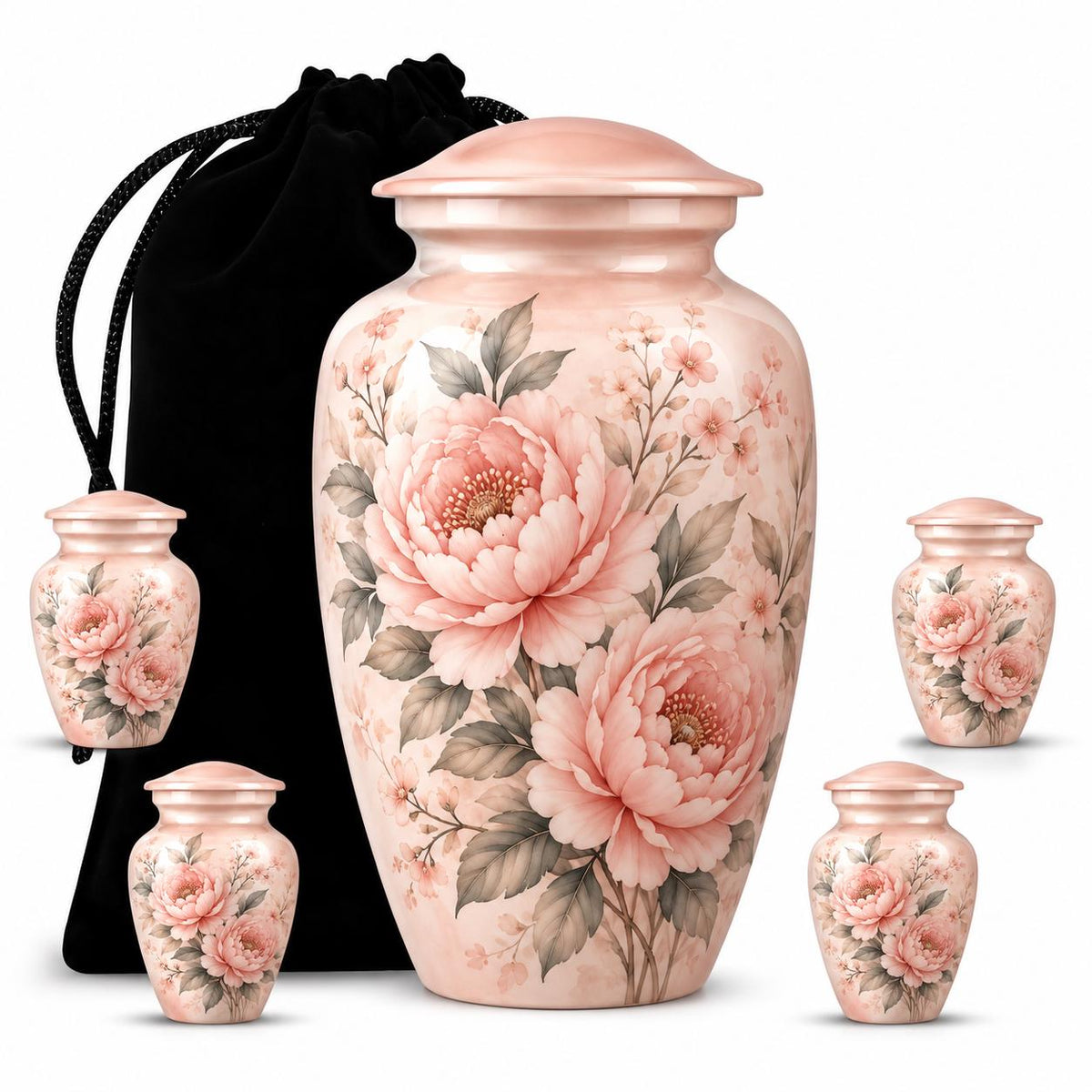 Personalized Floral Cremation Urn - Pink Flower Memorial