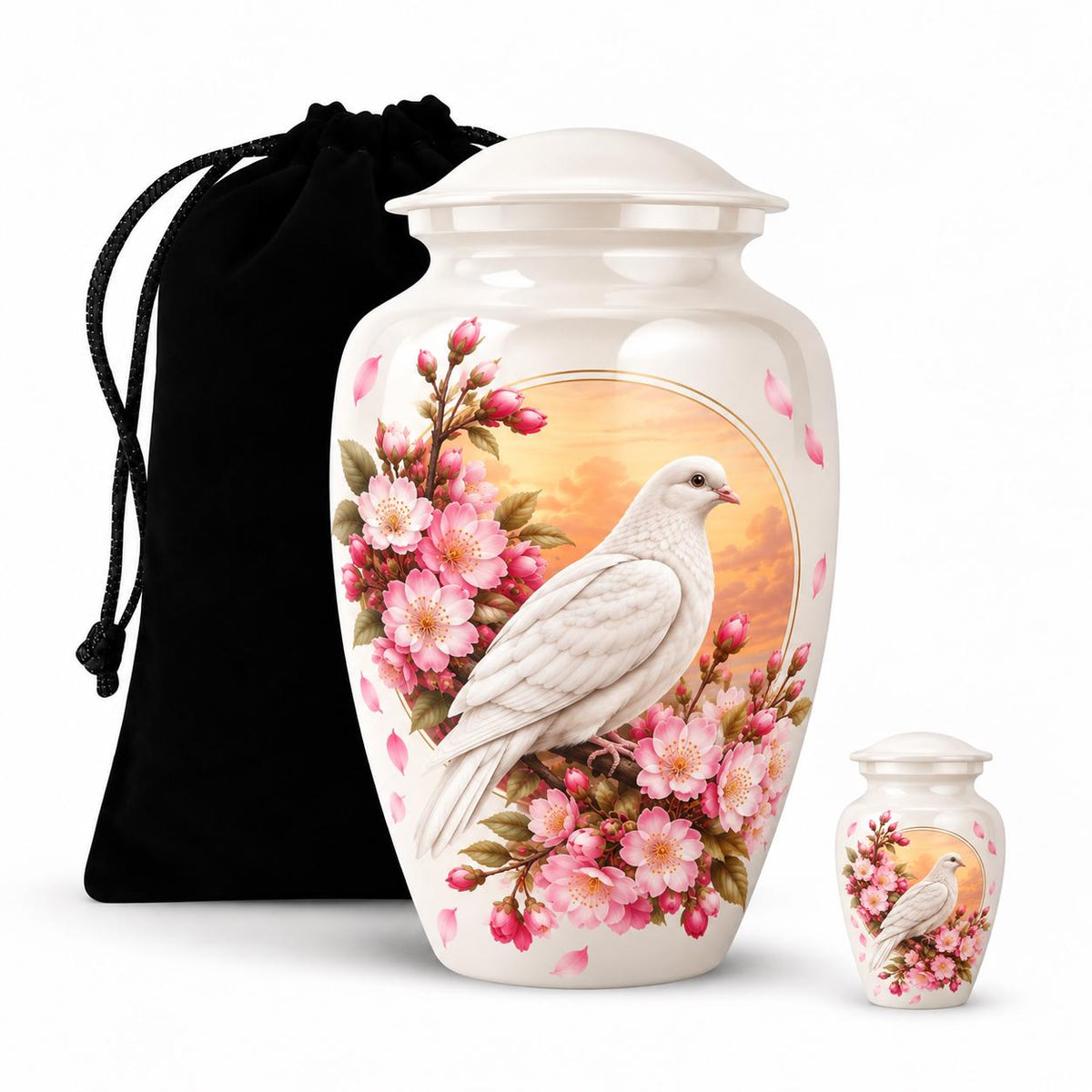 Personalized Dove Memorial Urn For Mom - Cherry Blossom