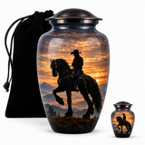 Cow Boy Cremation Urn - Horse Memorial Urn For Adult Ashes
