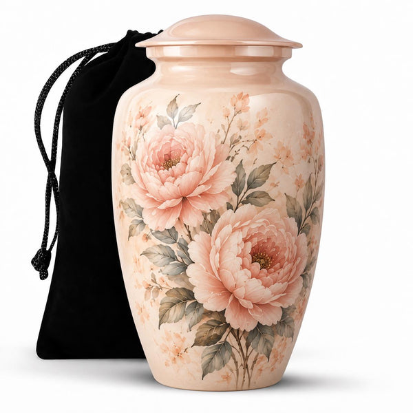 Personalized Floral Cremation Urn - Pink Flower Memorial