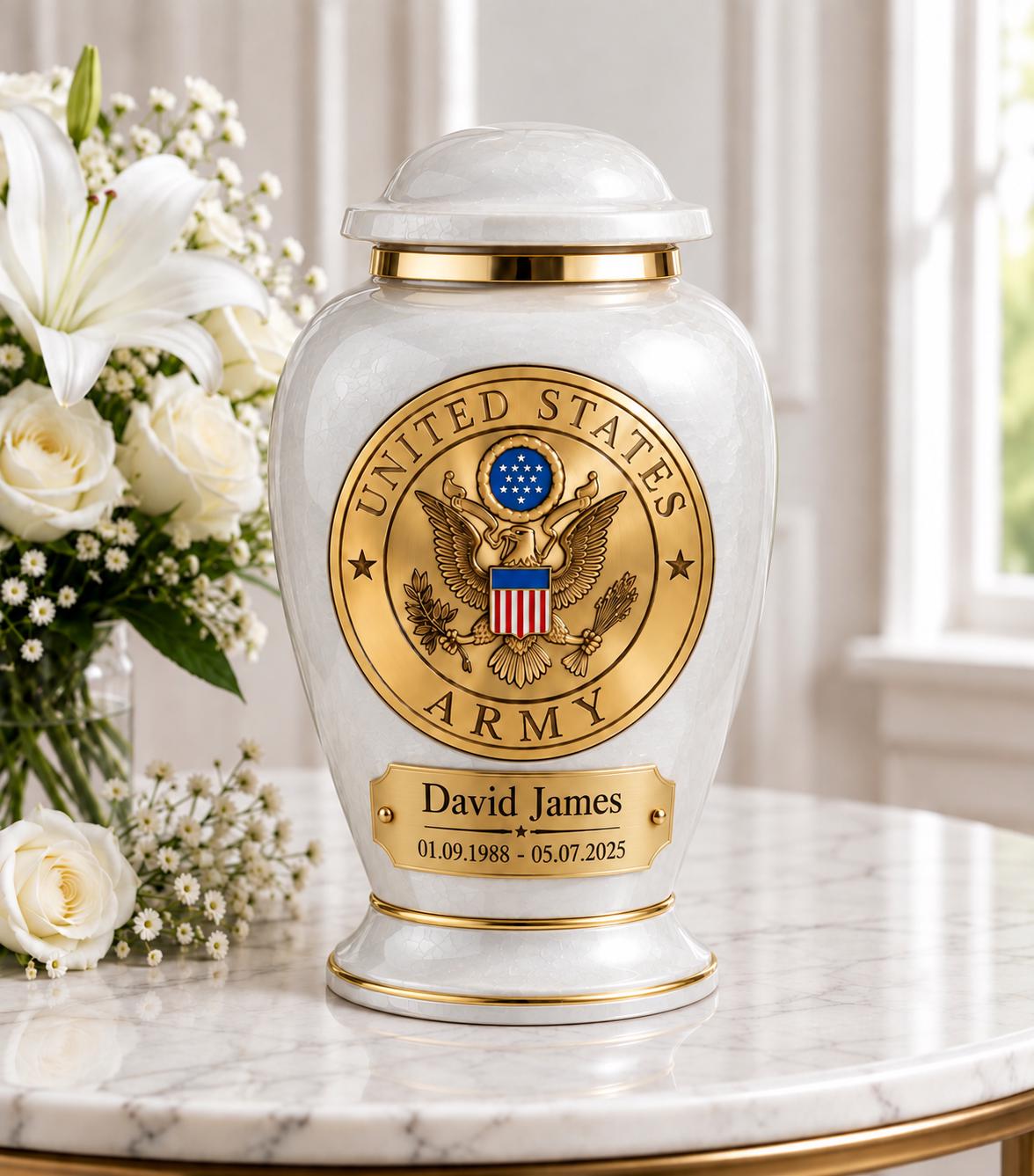 Personalized Army Memorial Urn - Veteran Cremation Urn