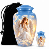 Personalized Angel Urn For Mom Ashes - Heaven Theme Cremation Urn For Adult Ashes