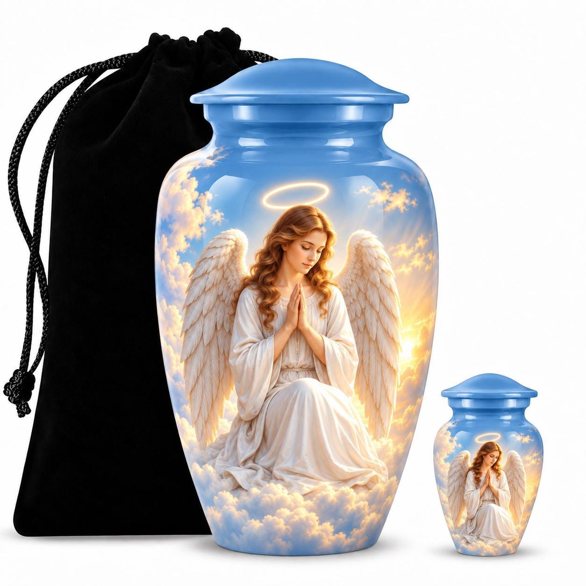 Personalized Angel Urn For Mom Ashes - Heaven Theme Cremation Urn For Adult Ashes