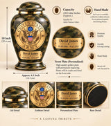 Personalized Army Memorial Urn - Veteran Cremation Urn