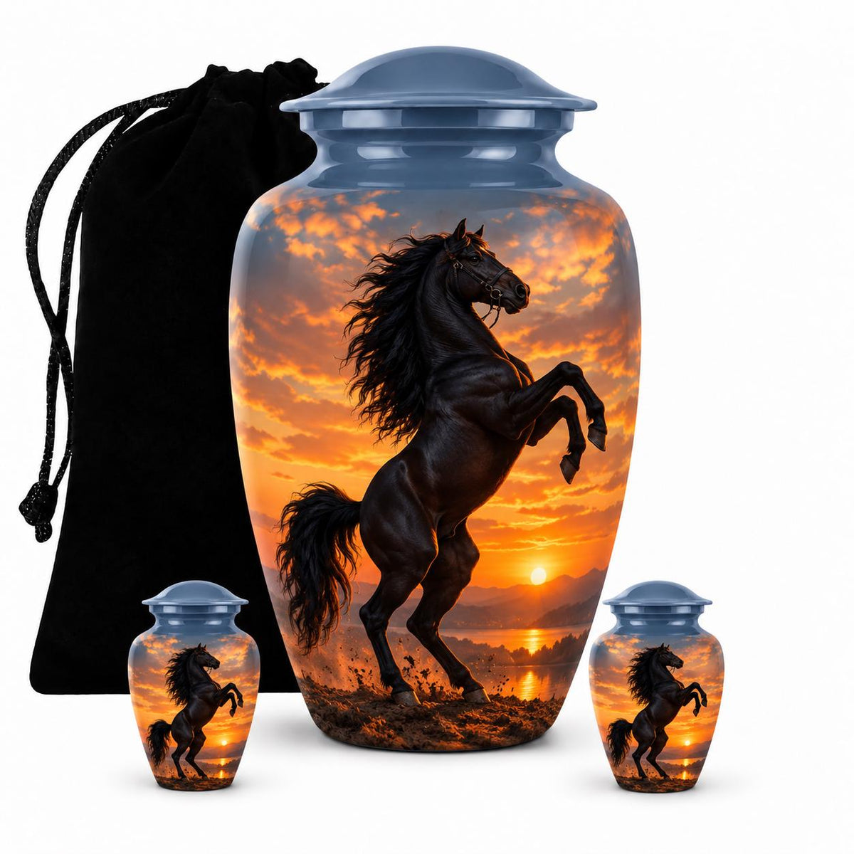 Personalized Horse Memorial Urn - Sunset Equestrian Urn