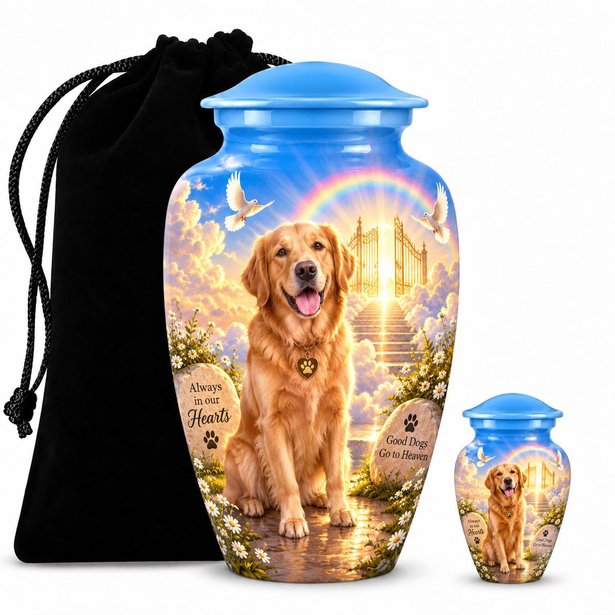 Personalized Dog Memorial Urn - Golden Retriever Pet Urn