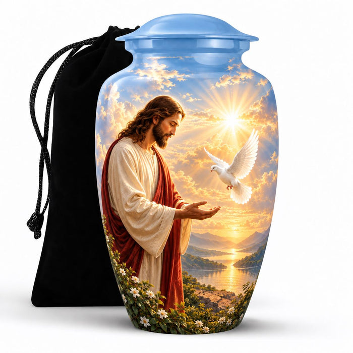 Personalized Jesus Memorial Urn - Christian Cremation Urn