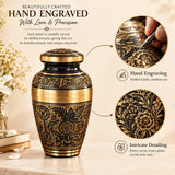 Personalized Engraved Cremation Urn - Black Gold Floral
