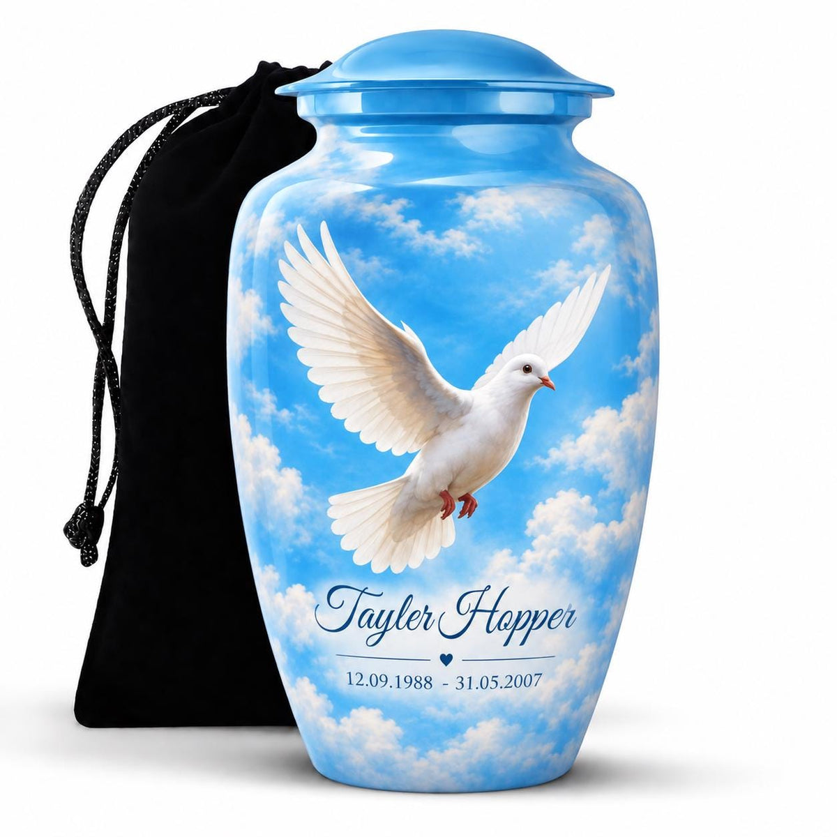 Personalized Dove Memorial Urn For Loved Ones - Heaven Cremation Urn For Mom Ashes, White Dove Funeral Urn, Peaceful Bird Memorial Keepsake