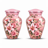 Personalized Pink Floral Urn For Mom - Rose & Lily Urn