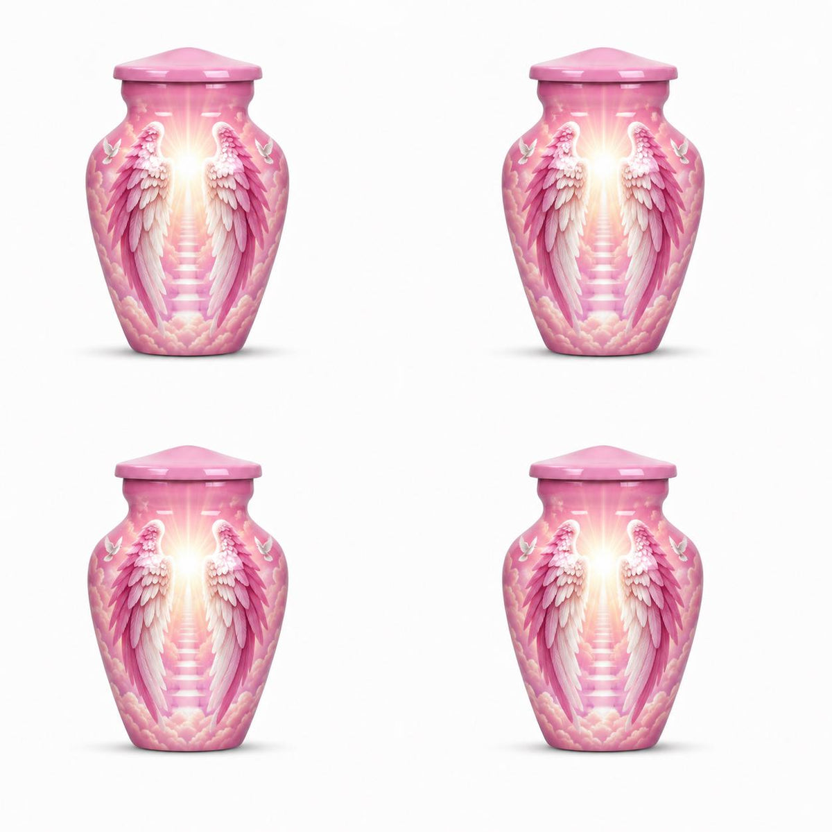 Personalized Pink Angel Wings Urn For Mom - Heaven Urn