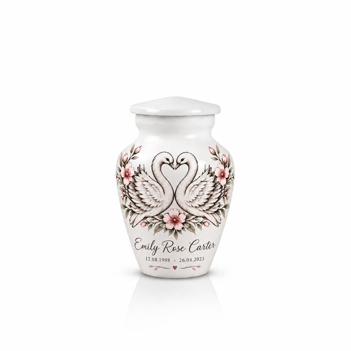 Personalized Swan Cremation Urn - Couple Memorial Urn