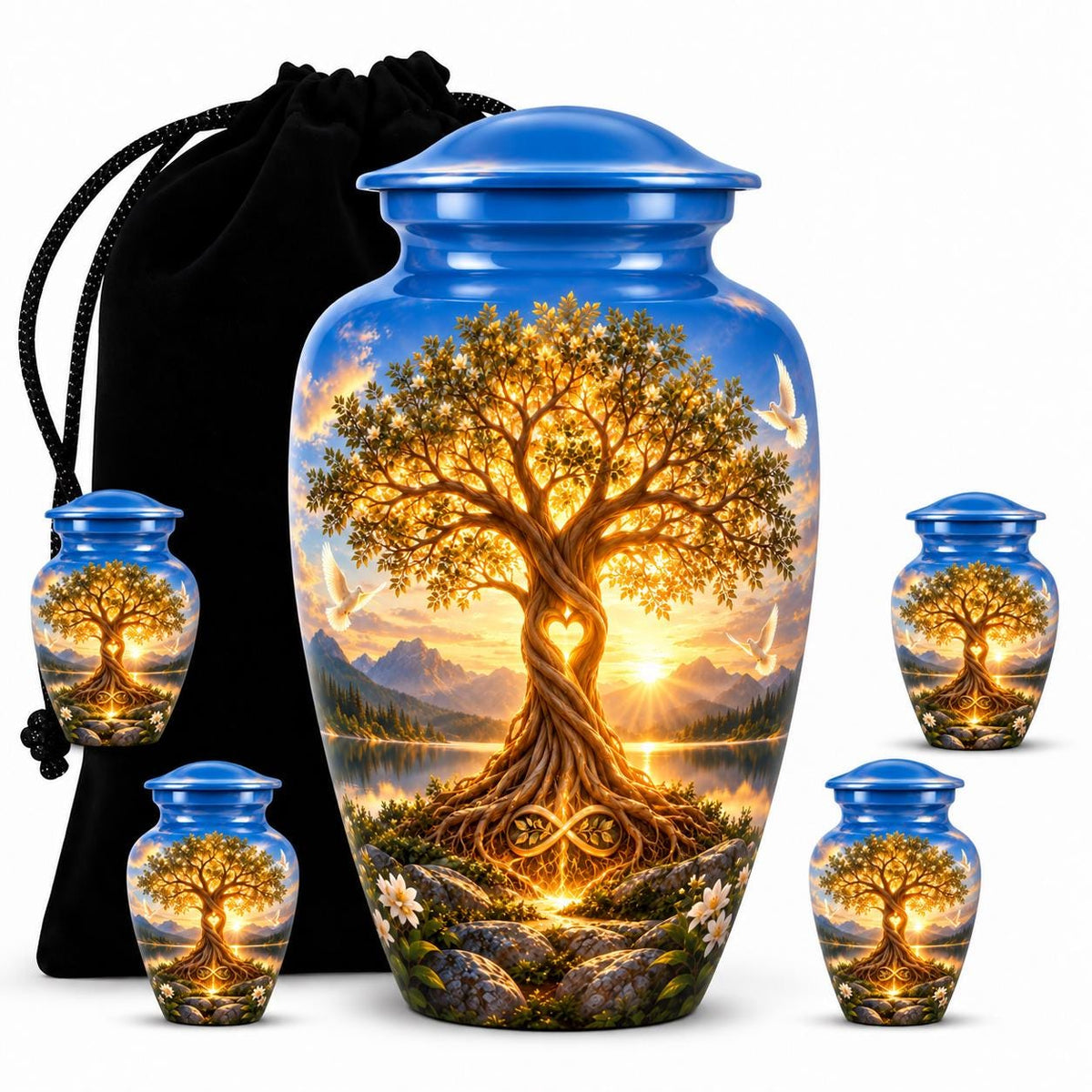 Personalized Tree of Life Cremation Urn - Sunset Memorial