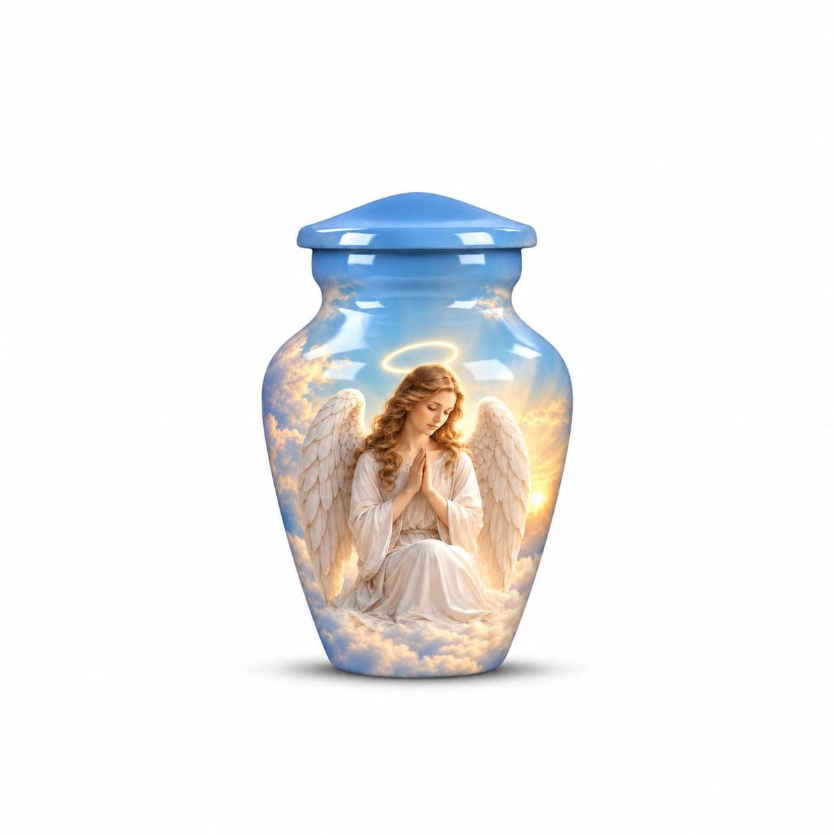 Personalized Angel Urn For Mom Ashes - Heaven Theme Cremation Urn For Adult Ashes