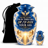 Personalized Heaven Angel Wings Cremation Urn – Funny Memorial Tribute (Adult Ashes)
