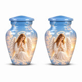 Personalized Angel Urn For Mom Ashes - Heaven Theme Cremation Urn For Adult Ashes