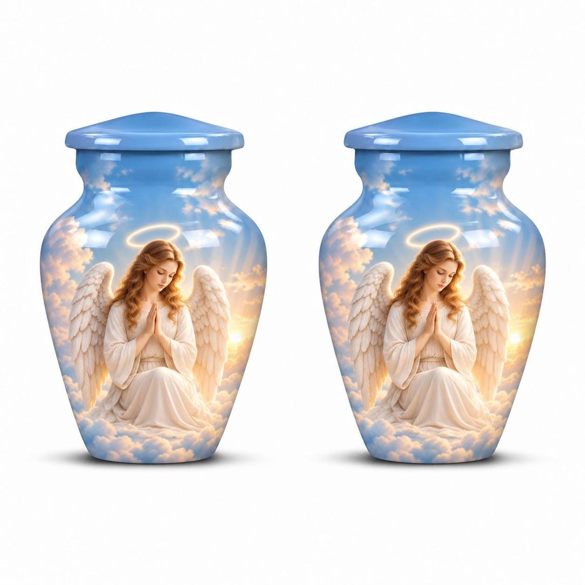 Personalized Angel Urn For Mom Ashes - Heaven Theme Cremation Urn For Adult Ashes