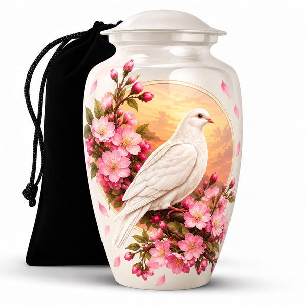 Personalized Dove Memorial Urn For Mom - Cherry Blossom