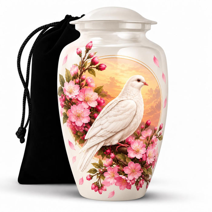 Personalized Dove Memorial Urn For Mom - Cherry Blossom