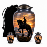 Cow Boy Cremation Urn - Horse Memorial Urn For Adult Ashes