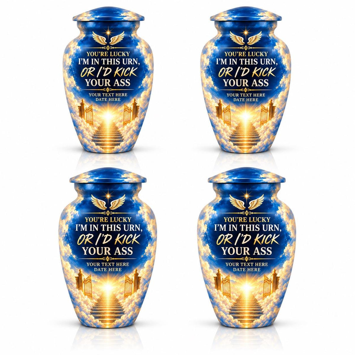 Personalized Heaven Angel Wings Cremation Urn – Funny Memorial Tribute (Adult Ashes)