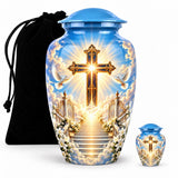 Personalized Cross Memorial Urn - Dove & Heaven Theme
