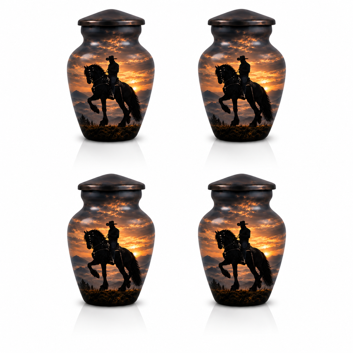 Cow Boy Cremation Urn - Horse Memorial Urn For Adult Ashes