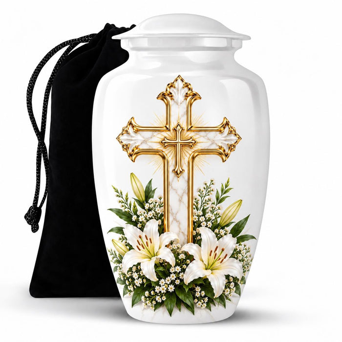 Personalized Cross Memorial Urn - Christian Cremation Urn