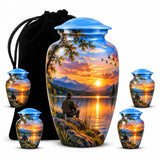 Personalized Fishing Memorial Urn For Dad - Sunset Urn