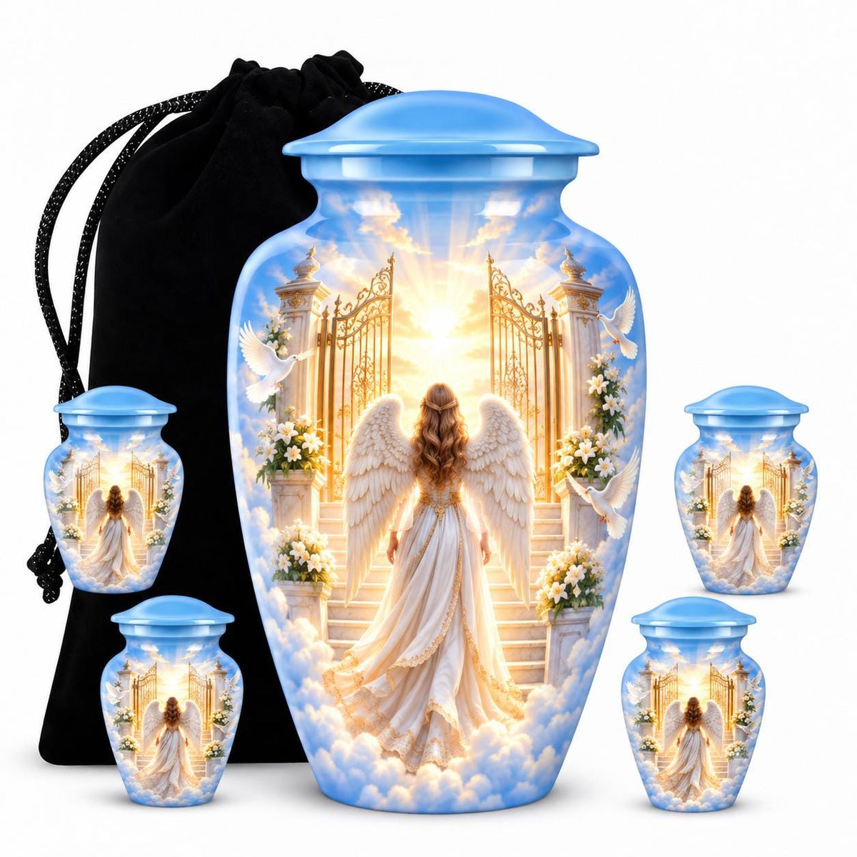 Personalized Heaven Angel Wings Urn For Mom - Cremation Urn
