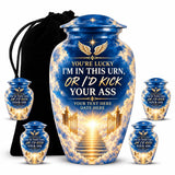 Personalized Heaven Angel Wings Cremation Urn – Funny Memorial Tribute (Adult Ashes)