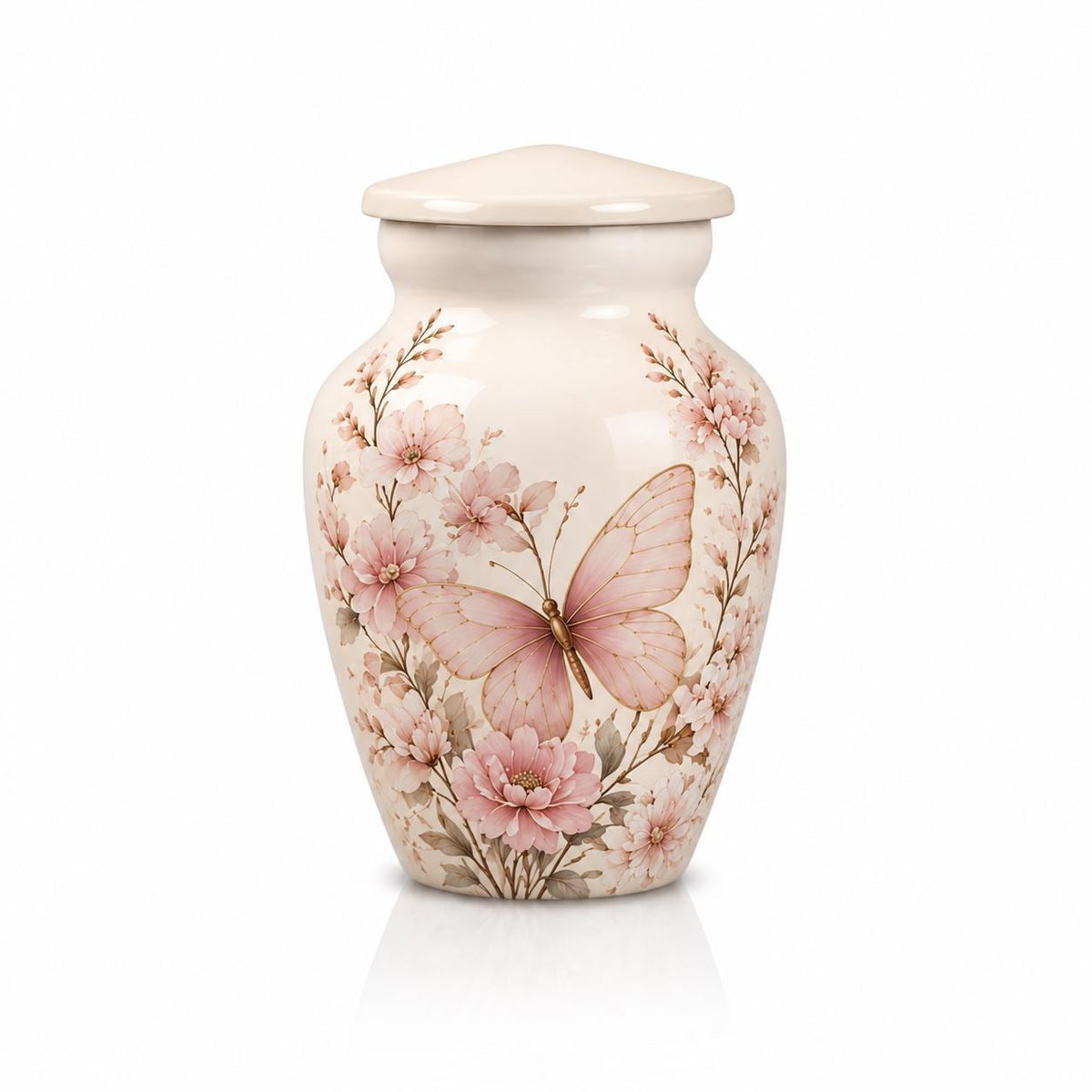 Personalized Butterfly Memorial Urn For Mom - Pink Floral Urn