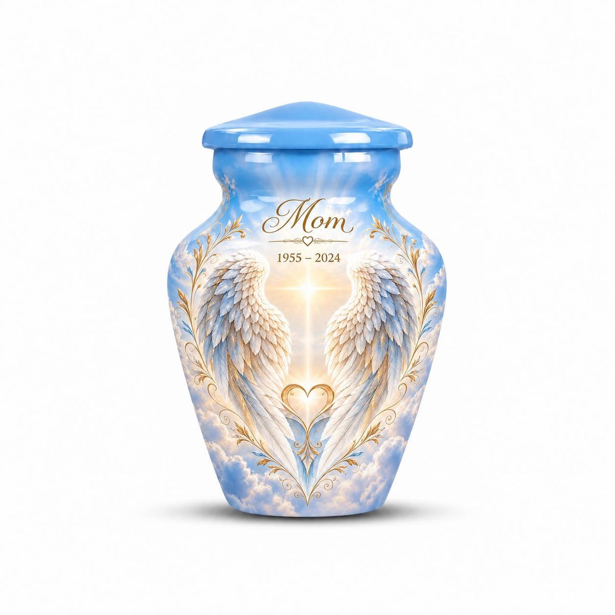 Personalized Angel Wings Urn For Mom - Heaven Memorial