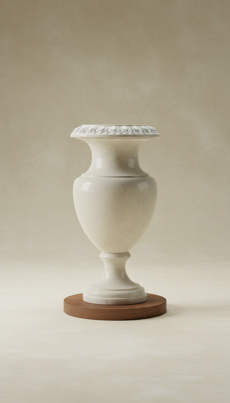 Classic white marble urn