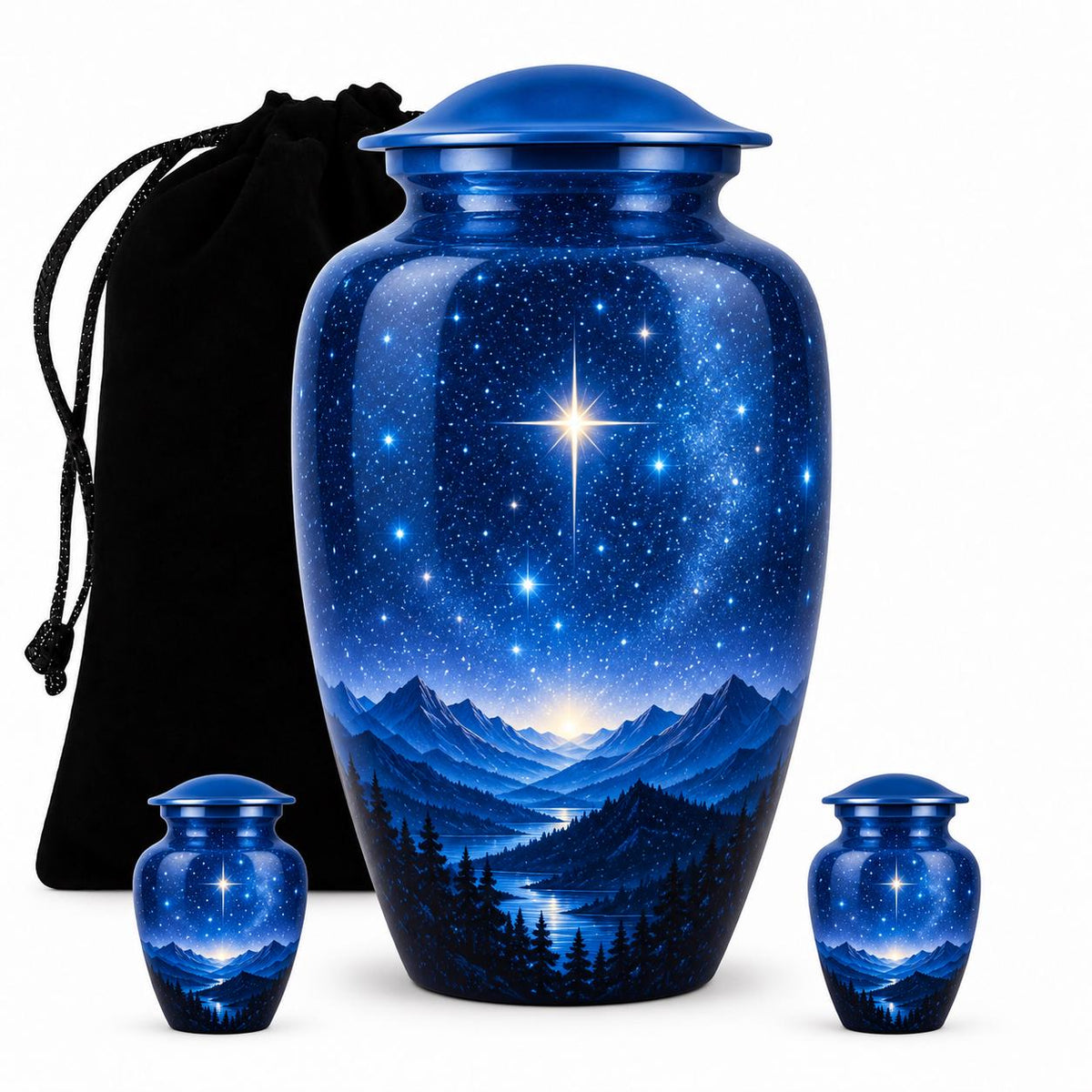 Personalized Mountain Memorial Urn - Night Sky Cremation Urn