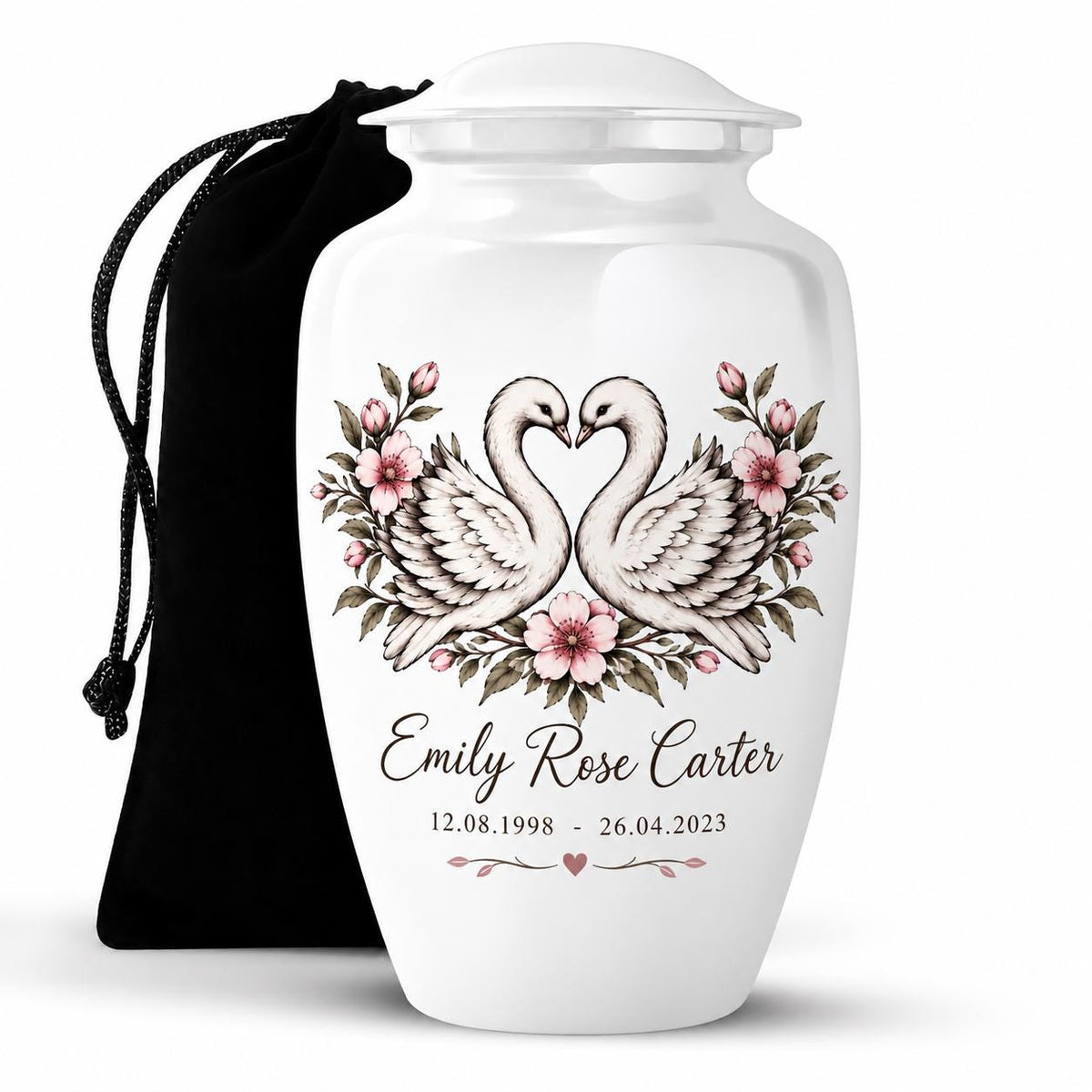 Personalized Swan Cremation Urn - Couple Memorial Urn