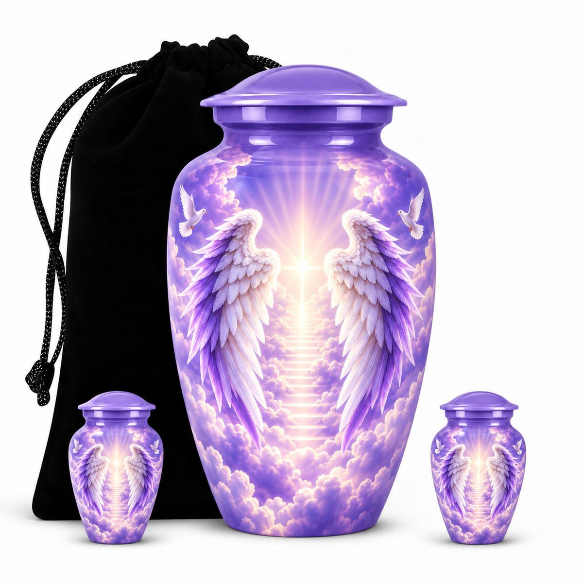 Personalized Purple Angel Wings Urn - Heaven Cremation Urn