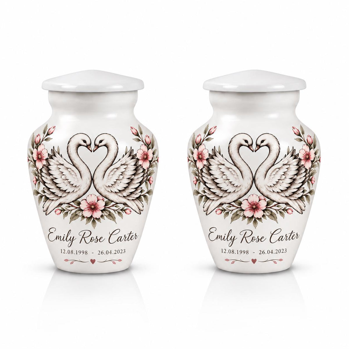 Personalized Swan Cremation Urn - Couple Memorial Urn