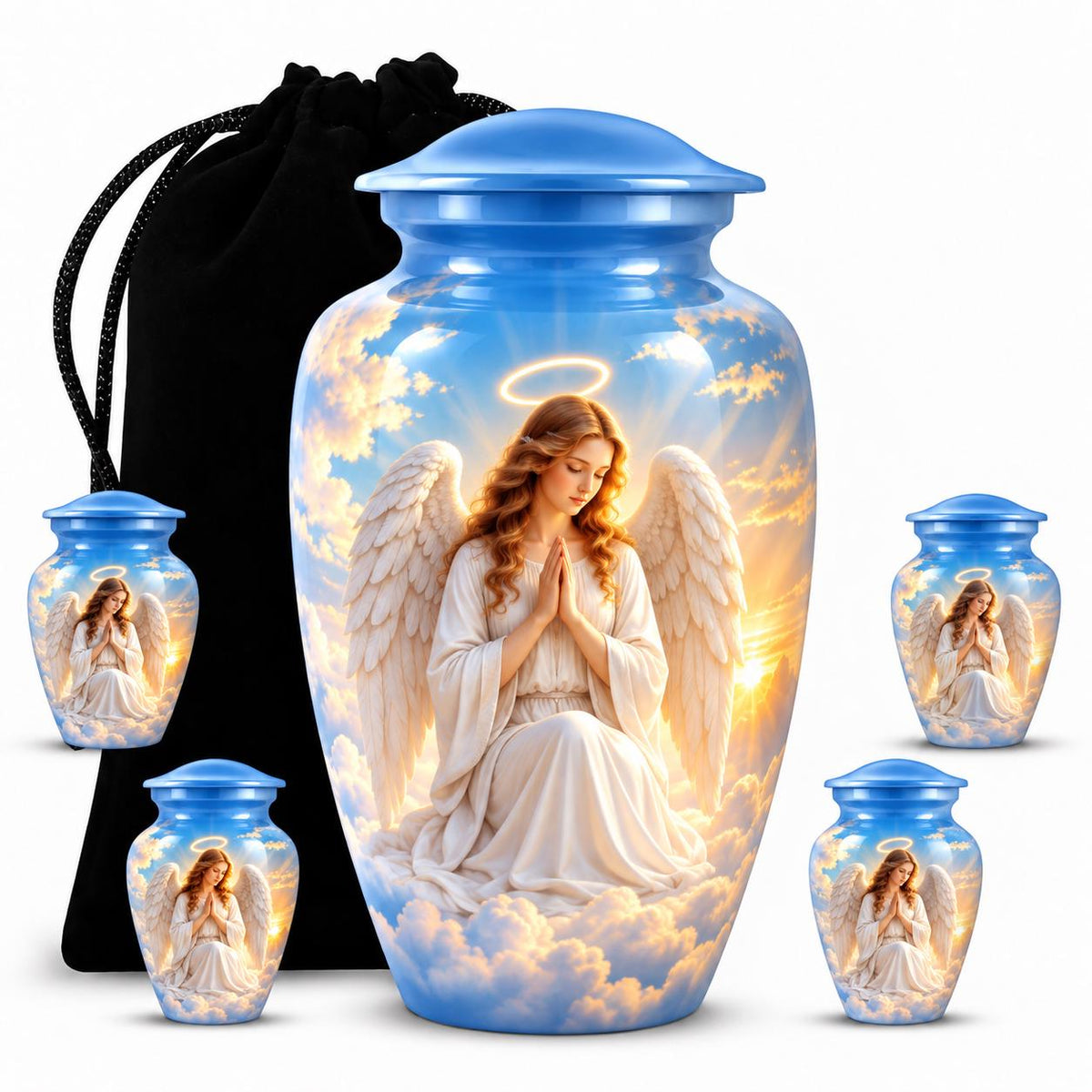 Personalized Angel Urn For Mom Ashes - Heaven Theme Cremation Urn For Adult Ashes