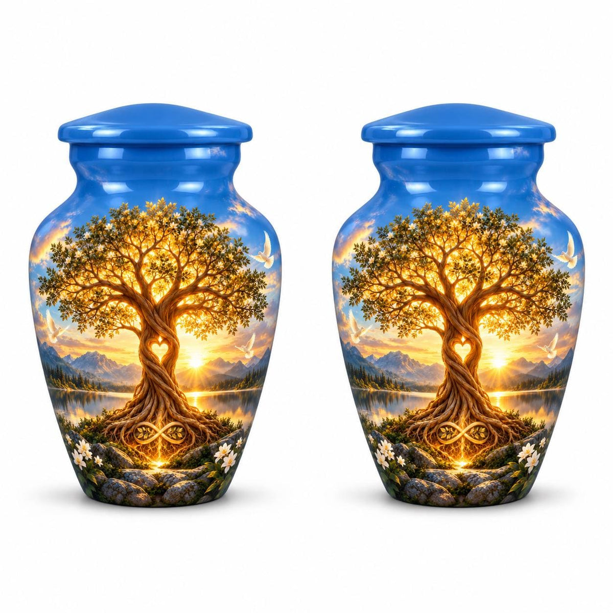 Personalized Tree of Life Cremation Urn - Sunset Memorial