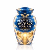 Personalized Heaven Angel Wings Cremation Urn – Funny Memorial Tribute (Adult Ashes)